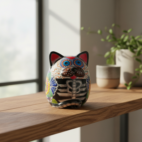 Talavera Fat Cat Planter - lifestyle product view 1
