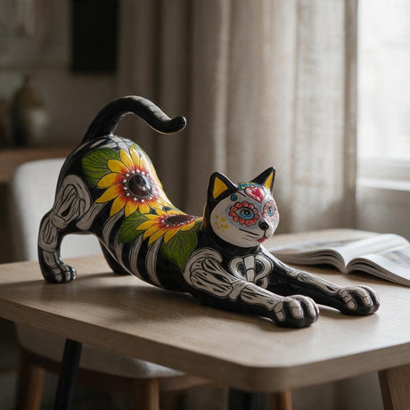 Talavera Stretching Cat Figurine - original product photo 1