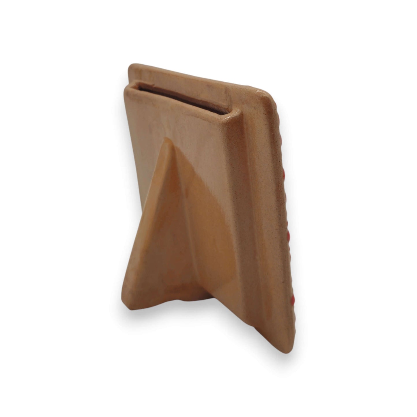 Talavera Terracotta Photo Frame | Pink Floral Accent showing terracotta rear stand and kiln-fired glaze, handcrafted in Guanajuato, Mexico