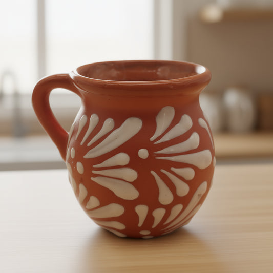 Mexican Clay Jarrito Mug | Handmade Brown Pottery Cup