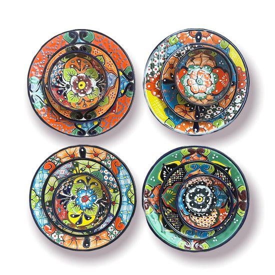 12 Piece Talavera Dinnerware Set | Handmade Mexican Tableware (Seats 4)