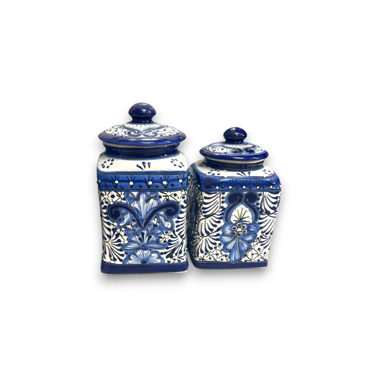 Handmade Blue Canister Set | Colorful Mexican Talavera Pottery