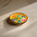 Mexican Handmade Bar Glass Rimmer | Hand-Painted Guerrero Pottery - yellow hand-painted Guerrero pottery glass rimmer with floral design