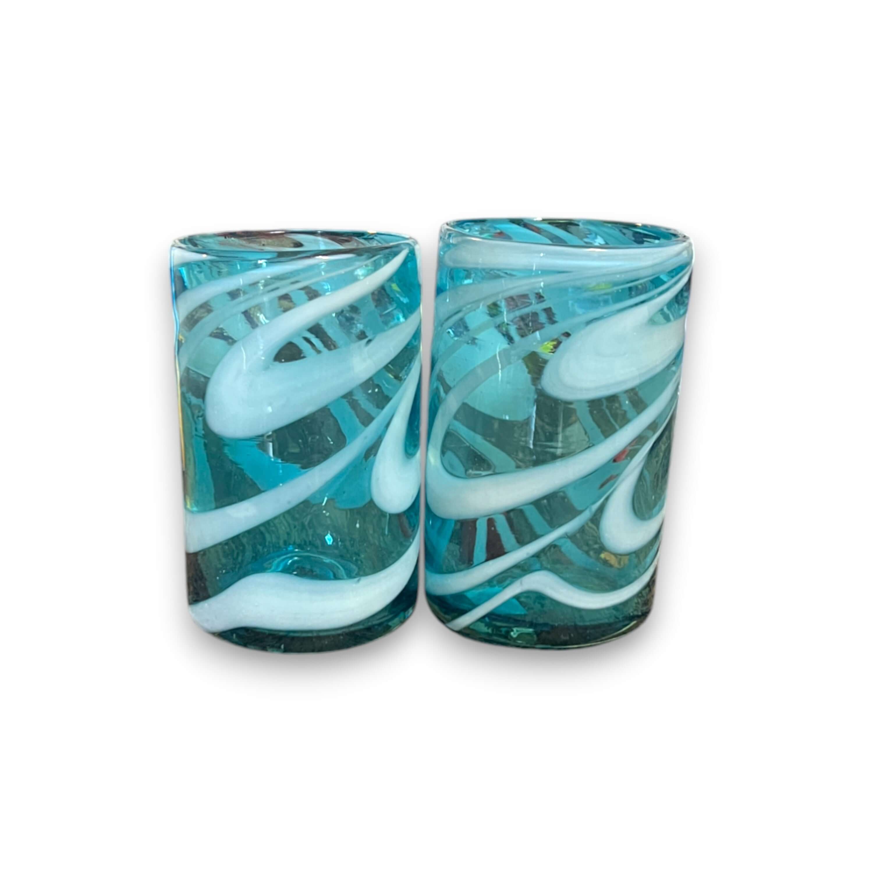 Handcrafted Teal Tumbler Glass | Artisanal Elegance