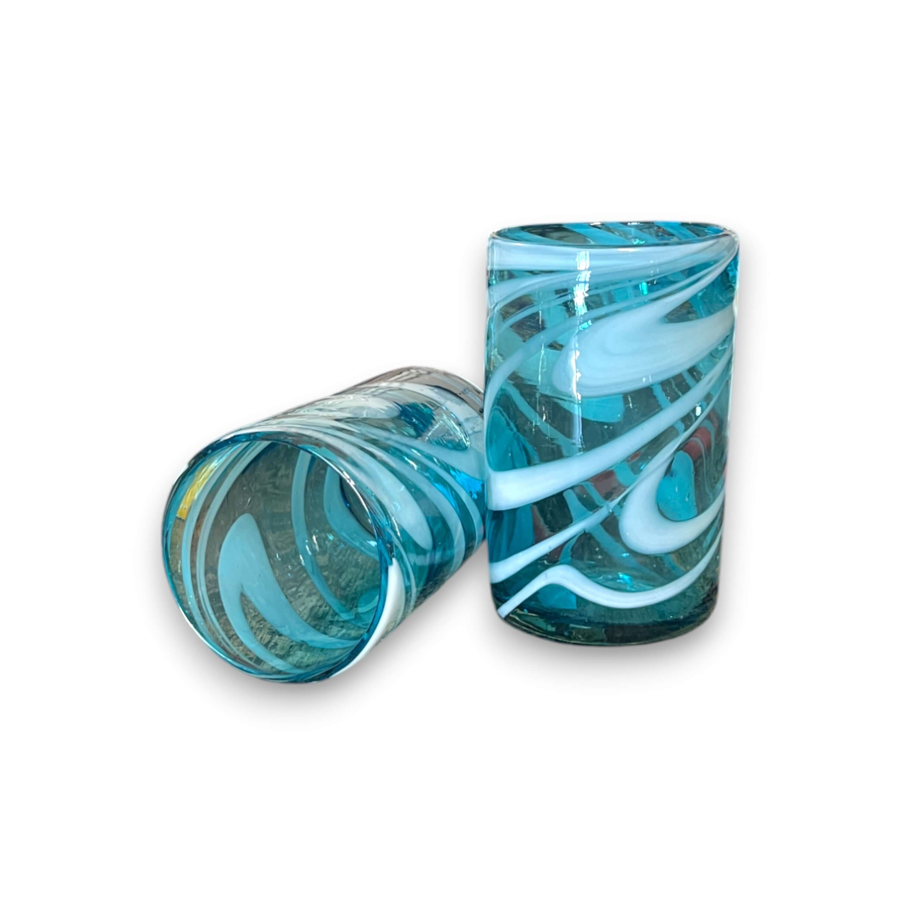 Handcrafted Teal Tumbler Glass | Artisanal Elegance