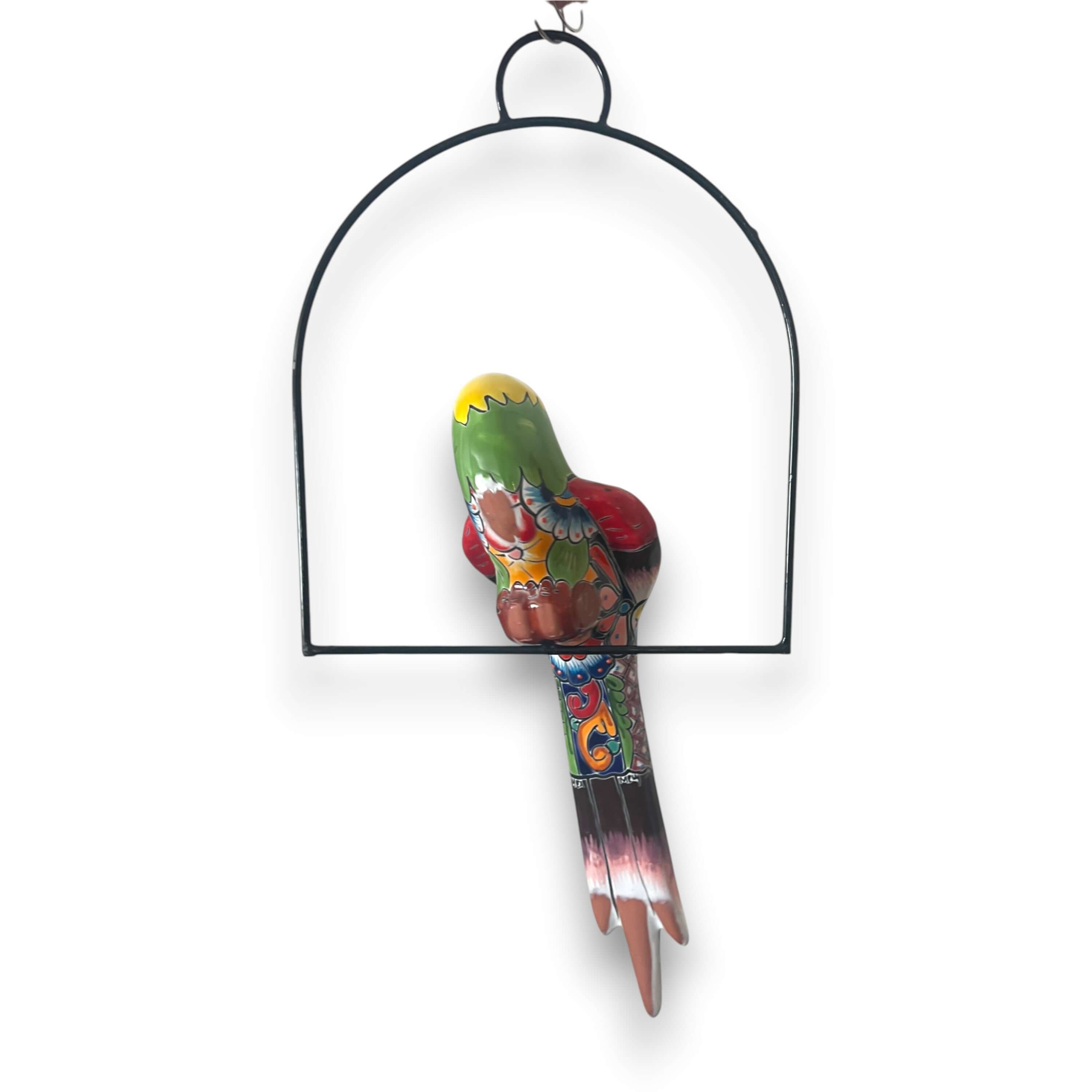 Talavera Hanging Parrot | Mexican Bird Decor