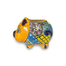 Talavera Pig Planter | Colorful Hand-Painted Mexican Flower Pot - yellow hand-painted pig-shaped Talavera ceramic planter from Guanajuato