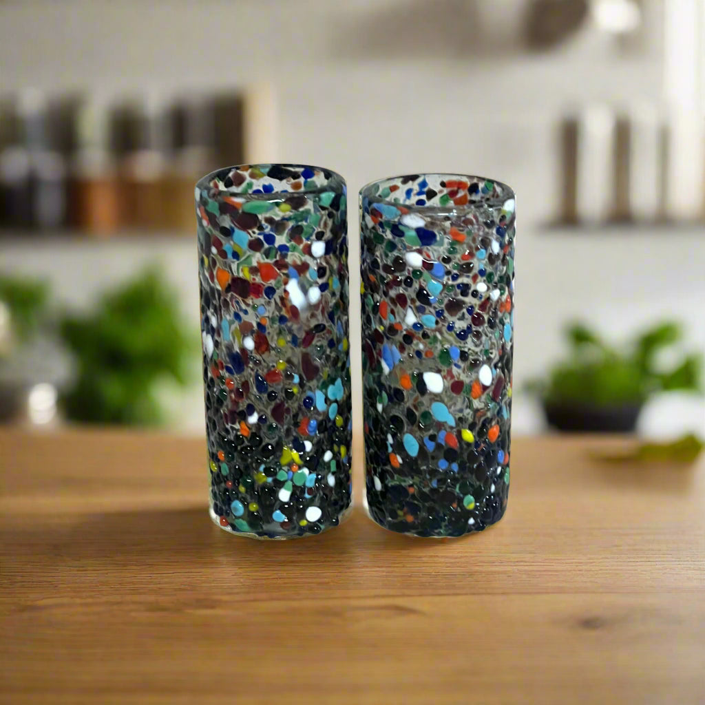 Hand Blown Double Shot Glass | Mexican Confetti Glassware