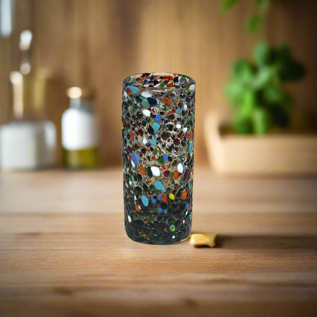 Hand Blown Double Shot Glass | Mexican Confetti Glassware