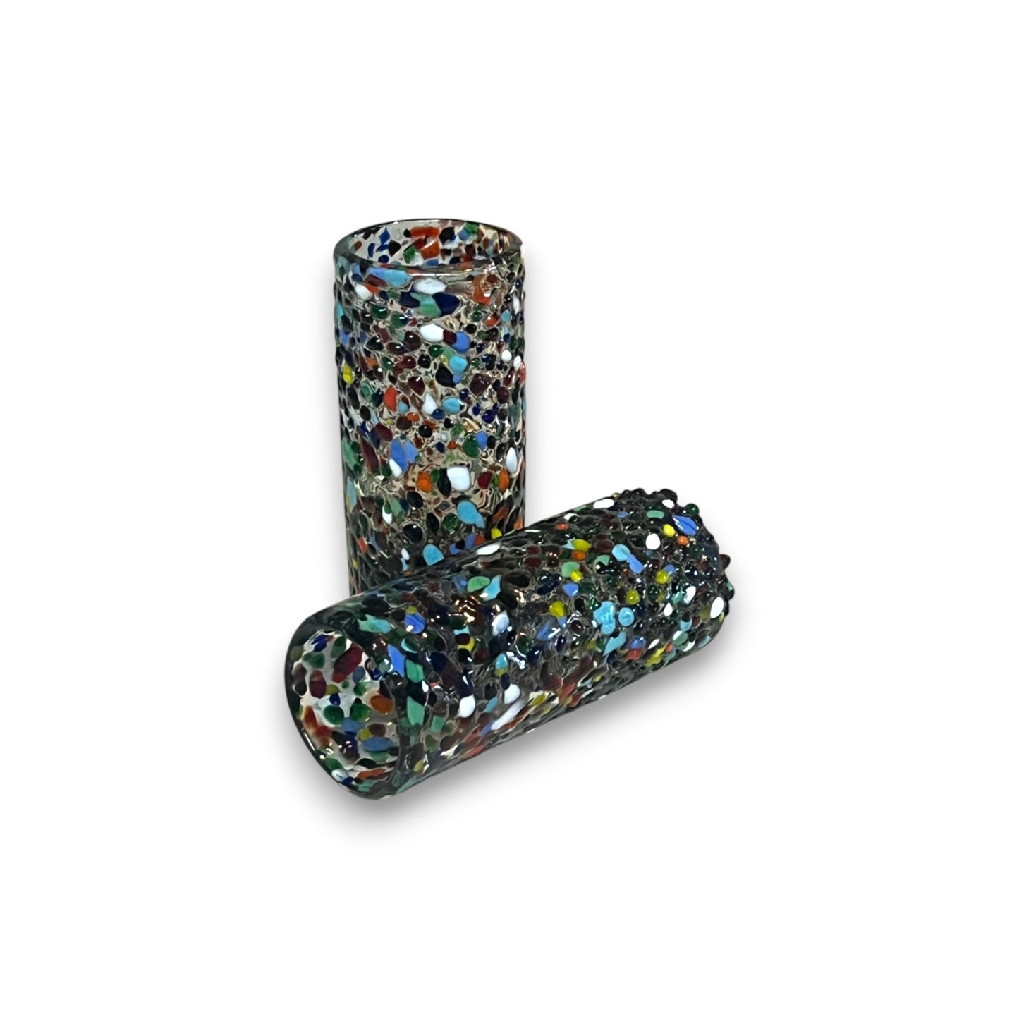 Hand Blown Double Shot Glass | Mexican Confetti Glassware