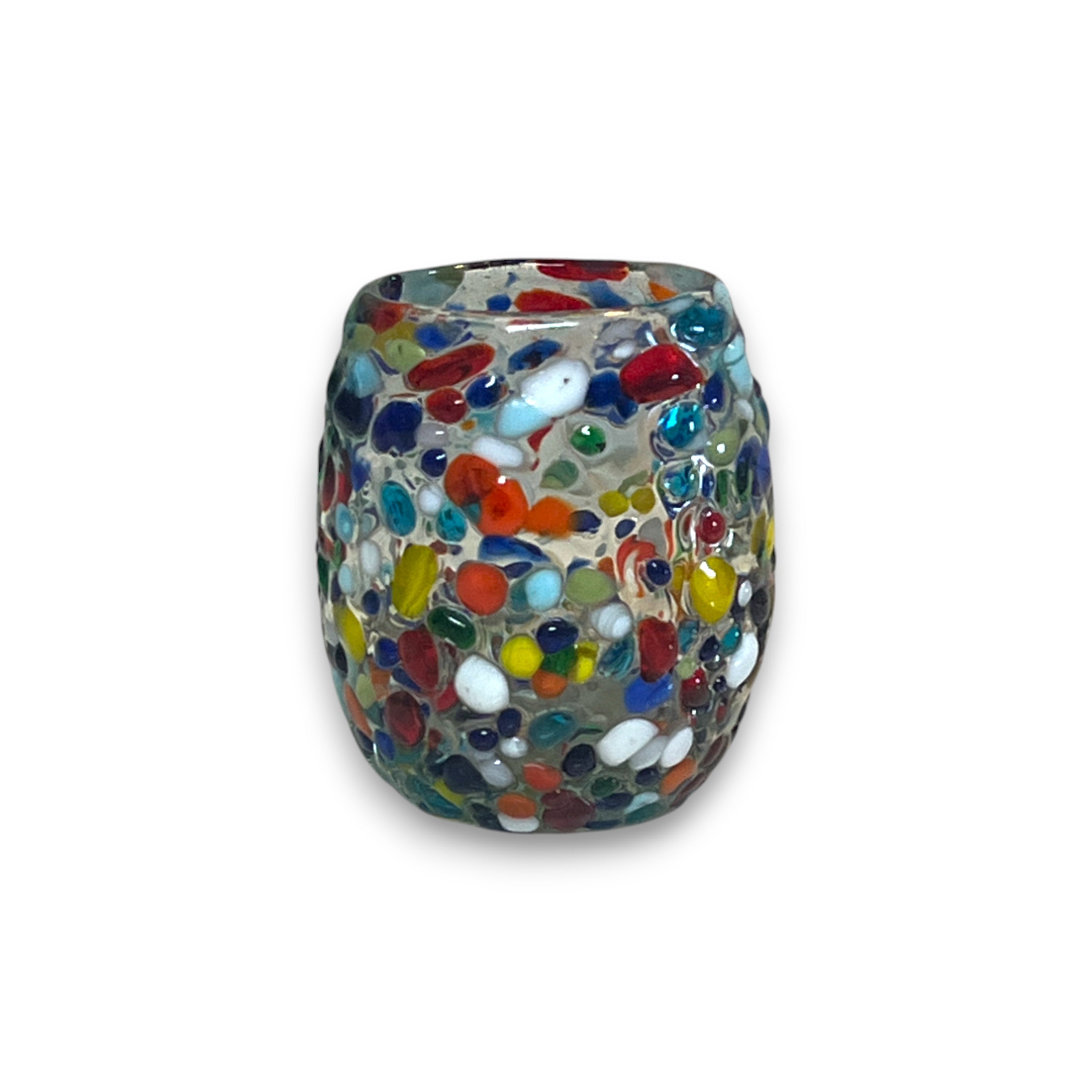 Rounded Talavera Shot Glass | Hand-Blown Mexican Confetti Glassware