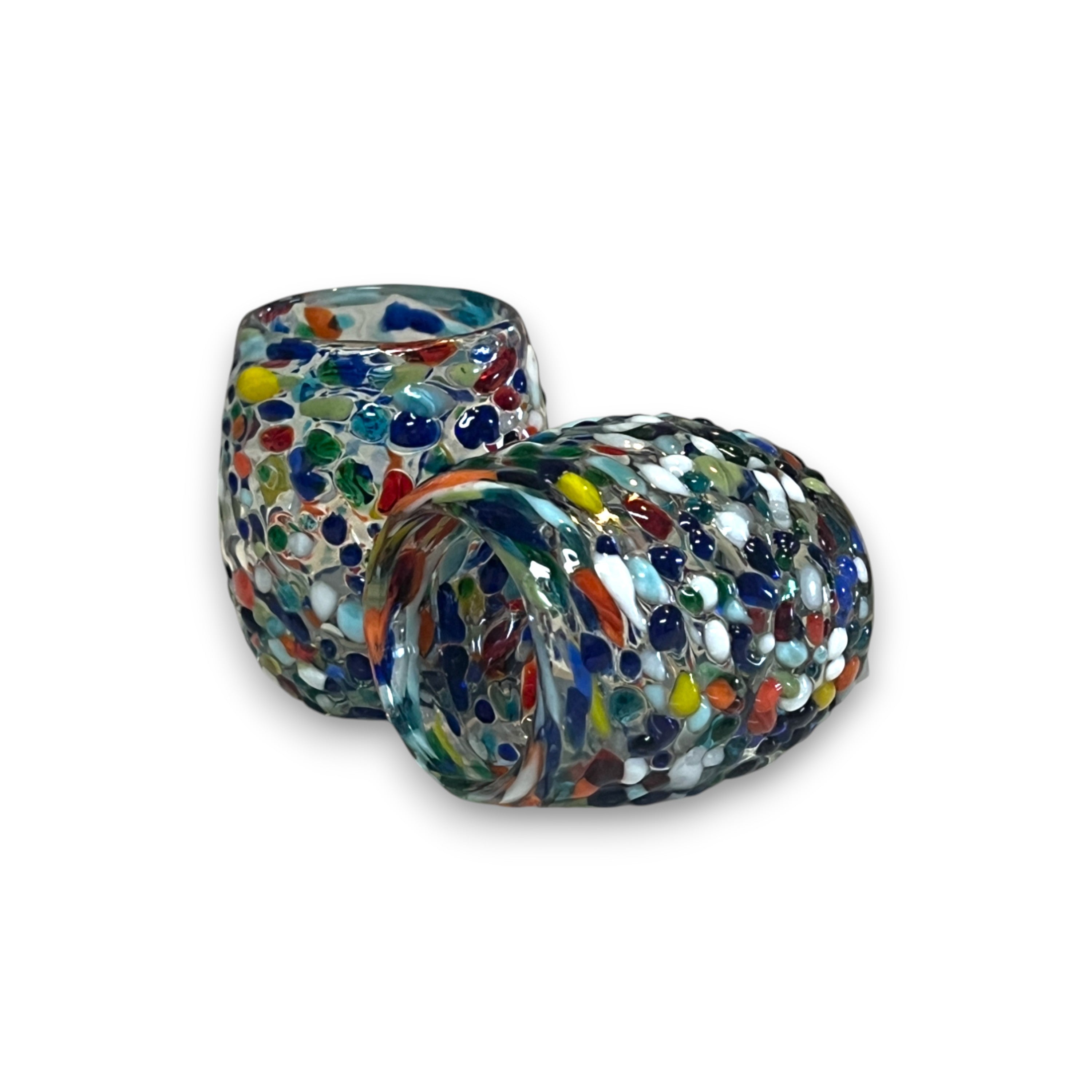 Rounded Talavera Shot Glass | Hand-Blown Mexican Confetti Glassware