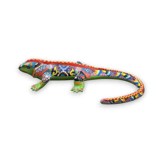 XL Talavera Iguana Statue | Hand-Painted Mexican Ceramic Art - vibrant hand-painted Talavera ceramic iguana for patio or indoor décor