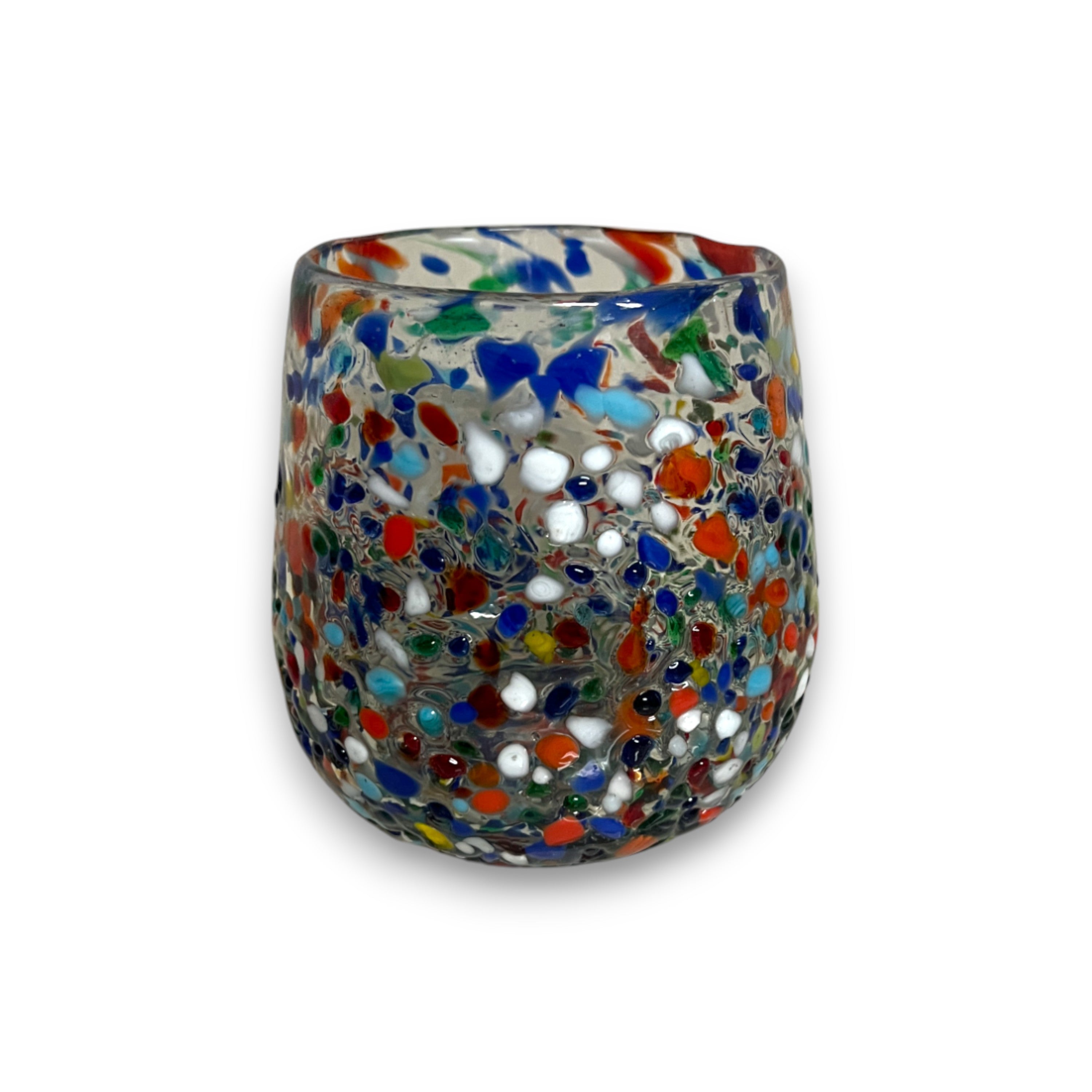 Confetti Stemless Wine Glass | Hand-Blown Mexican Pebbled Cup