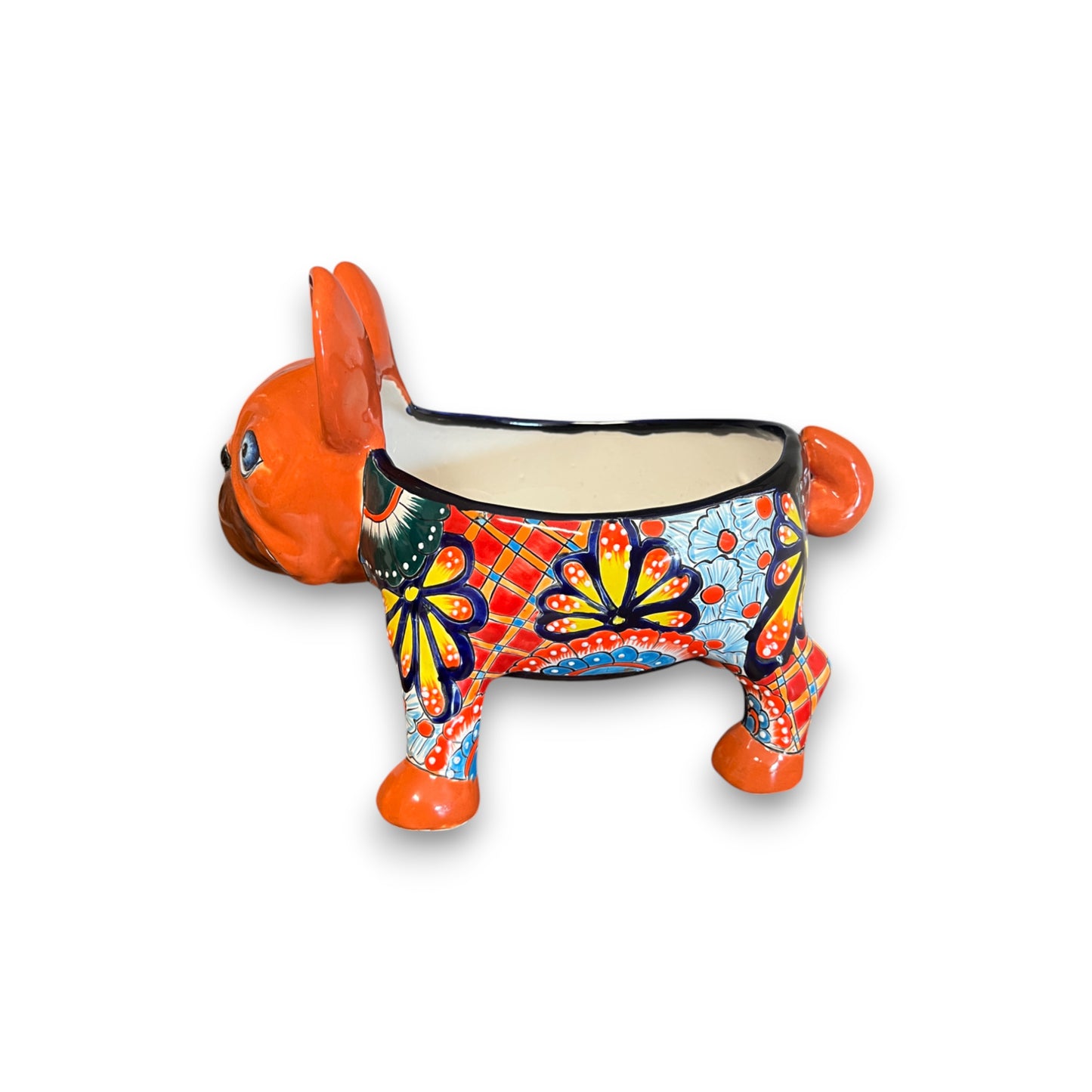 Talavera French Bulldog Planter | Colorful Handmade Mexican Pottery