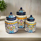 Talavera Canister Set | Colorful Handcrafted Mexican Kitchen Jars hand-painted multicolor ceramic pantry jars set