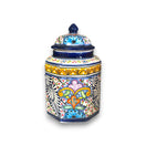 Talavera Canister Set | Colorful Handcrafted Mexican Kitchen Jars - hand-painted multicolor Talavera ceramic jar with floral geometric pattern