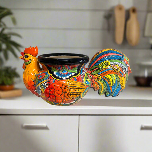 Talavera Rooster Planter | Handcrafted Colorful Mexican Ceramic Pot