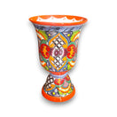 Extra Large Talavera Flower Pot | Hand-Painted Pedestal Planter with vibrant hand-painted floral and geometric patterns, flared rim, kiln-fired lead-free glaze