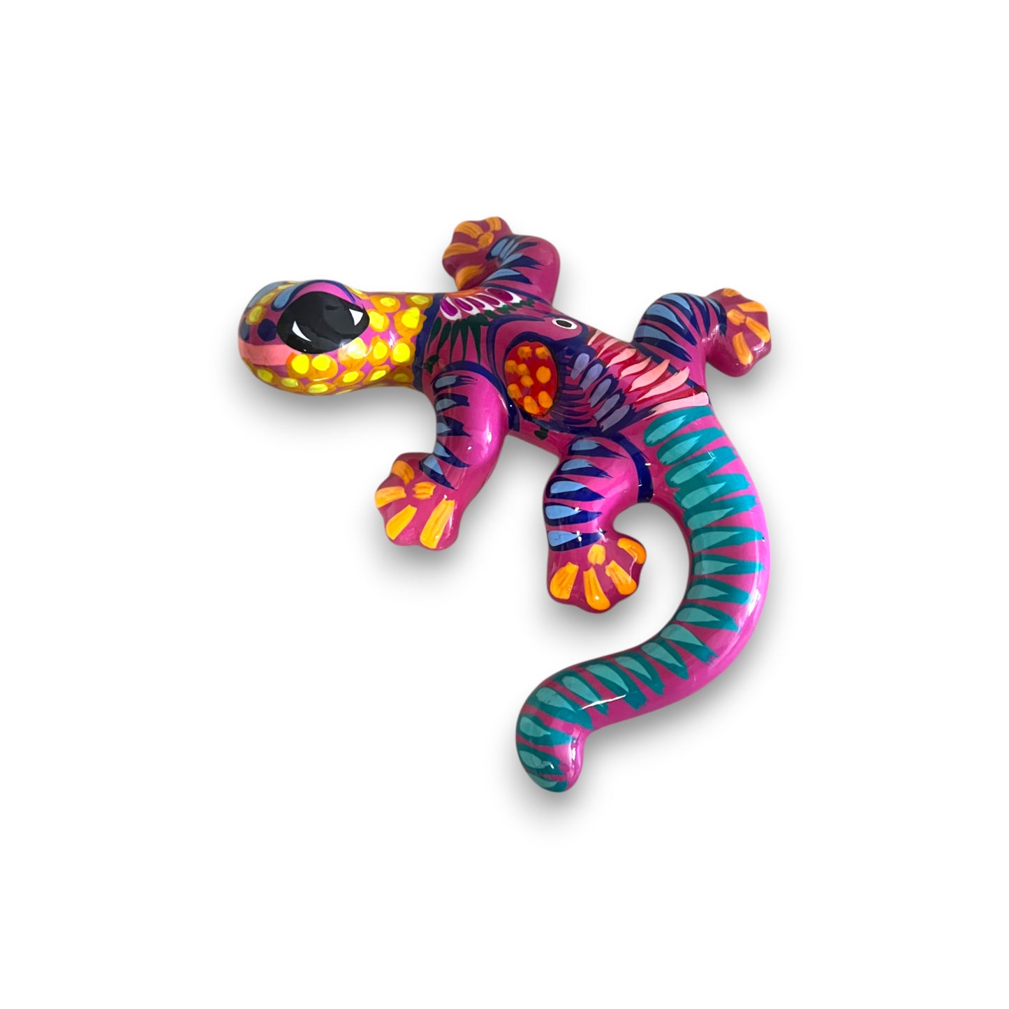 Hand-Painted Talavera Lizard Figurine | Colorful Mexican Wall Decor