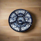 Handmade Talavera Appetizer Tray | Blue and White Sectional Platter showcasing hand-painted blue and white floral and geometric Talavera design