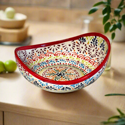 Handmade Talavera Fruit Bowl | Colorful Mexican Pottery Centerpiece