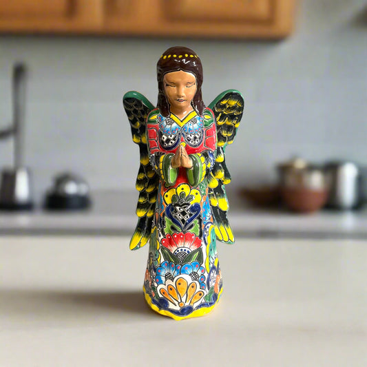 Talavera Angel Statue | Hand-Painted Mexican Ceramic Figurine