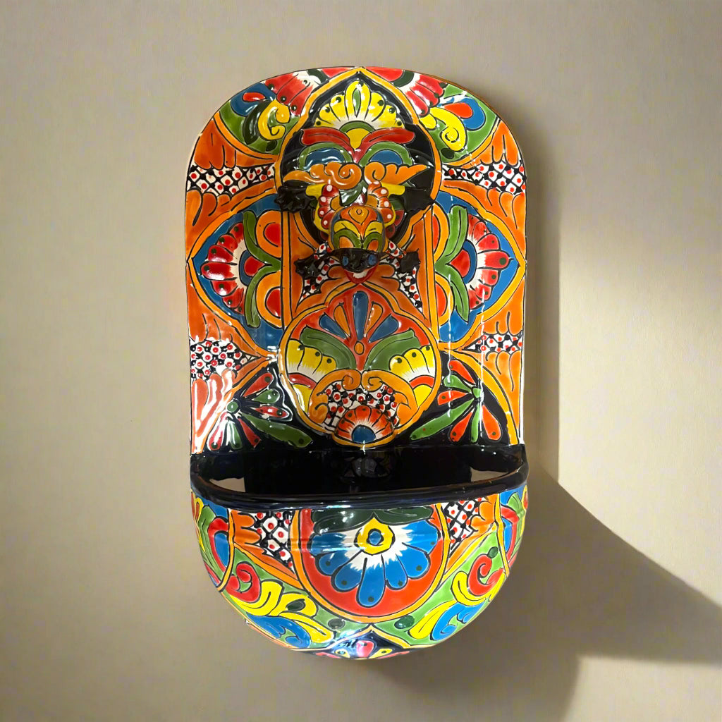 Talavera Wall Fountain | Handcrafted Mexican Ceramic Water Feature