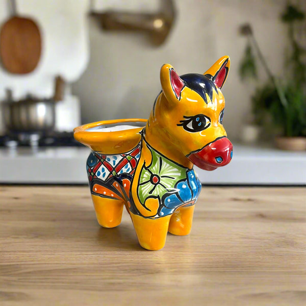 Talavera Donkey Planter | Hand-Painted Mexican Burro Flower Pot