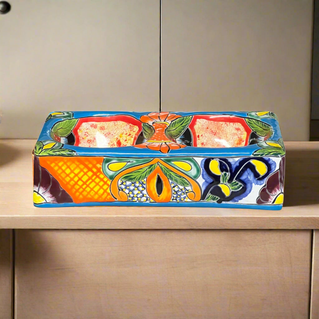Colorful Talavera Dog Bowl | Hand-Painted Mexican Pet Dish
