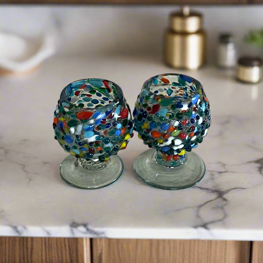 Confetti Rock Shot Glass | Handcrafted Mexican Cognac-Style Glass