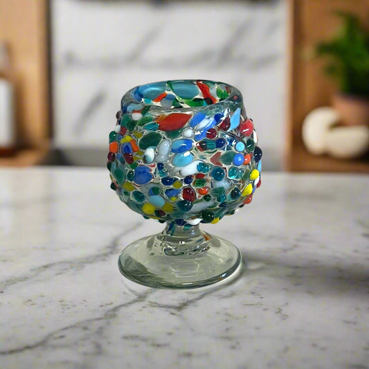 Confetti Rock Shot Glass | Handcrafted Mexican Cognac-Style Glass
