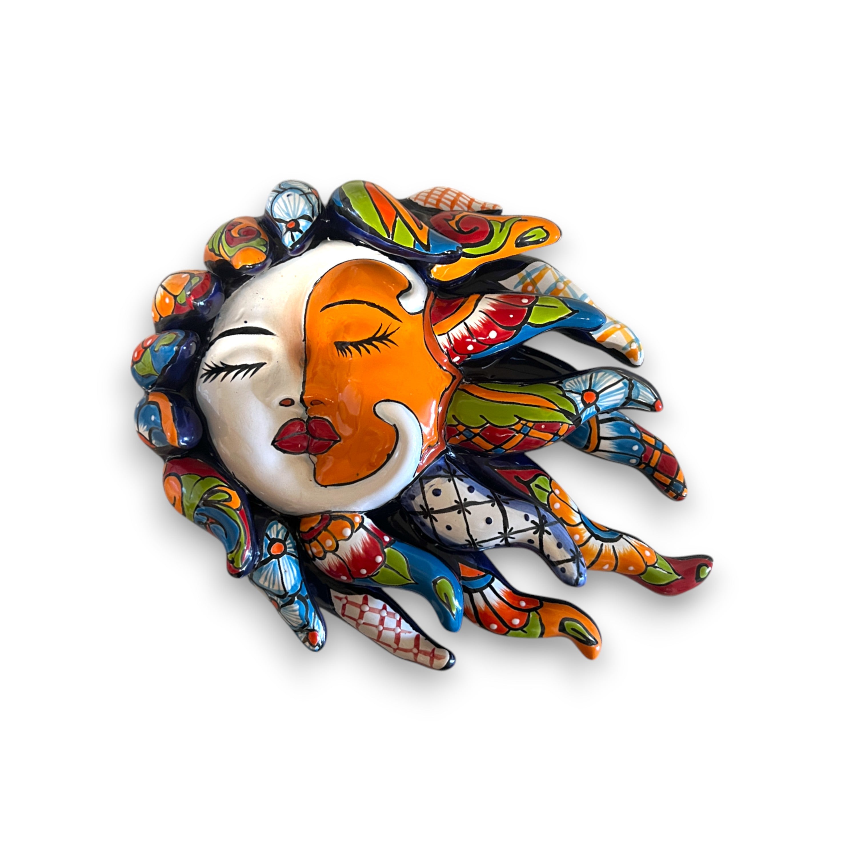 Talavera Eclipse Wall Art | Handcrafted Sun and Moon Face Décor