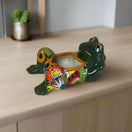Talavera Frog Planter | Hand-Painted Mexican Ceramic Pot — colorful hand-painted Talavera frog planter with floral patterns, glazed ceramic