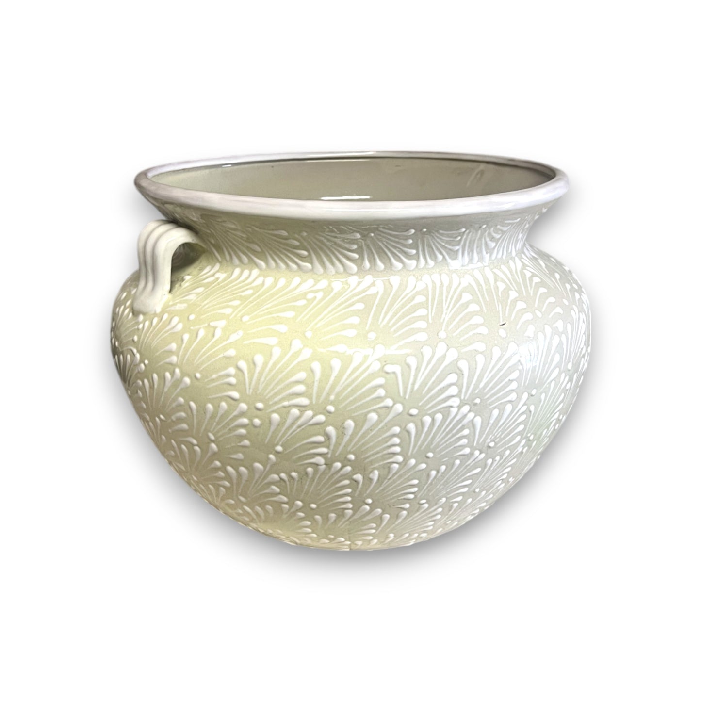 XL Talavera Flower Pot | White Handcrafted Mexican Planter