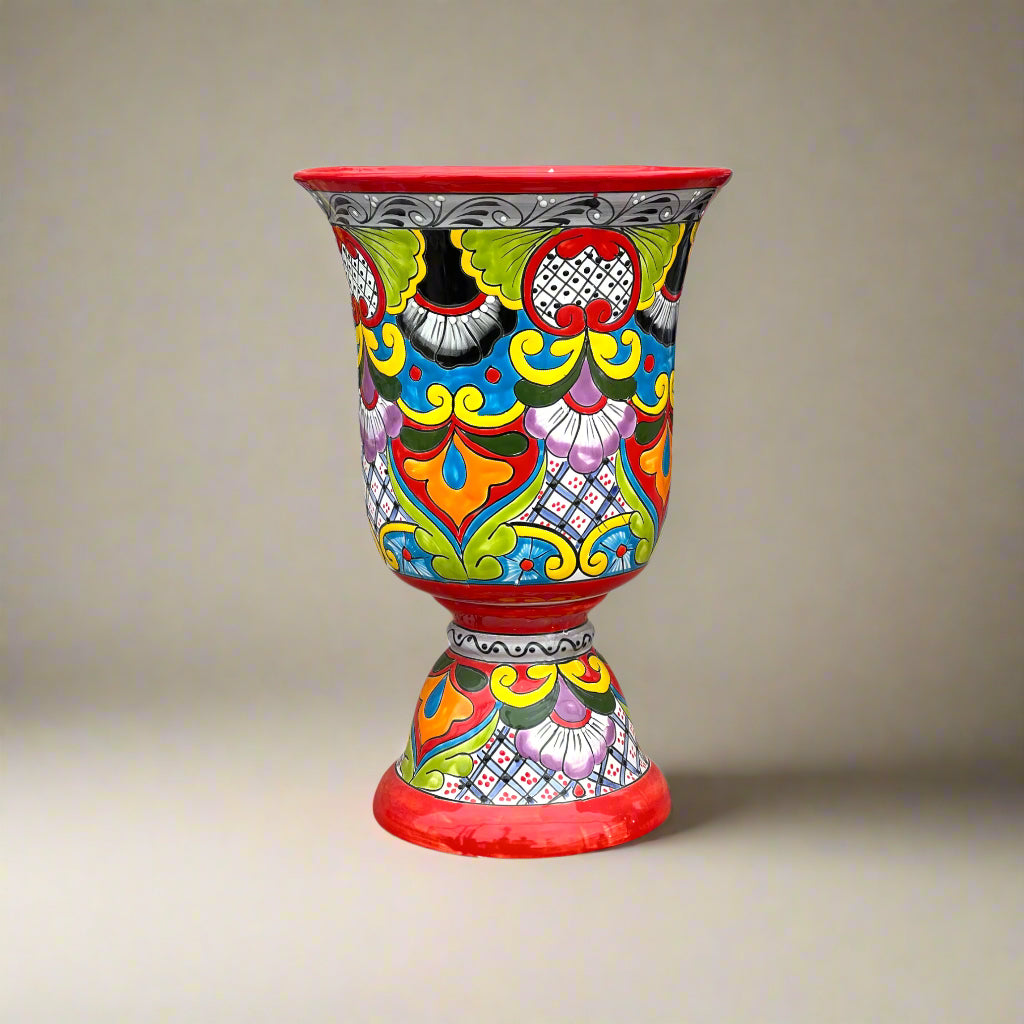 Extra Large Talavera Flower Pot | Hand-Painted Pedestal Planter