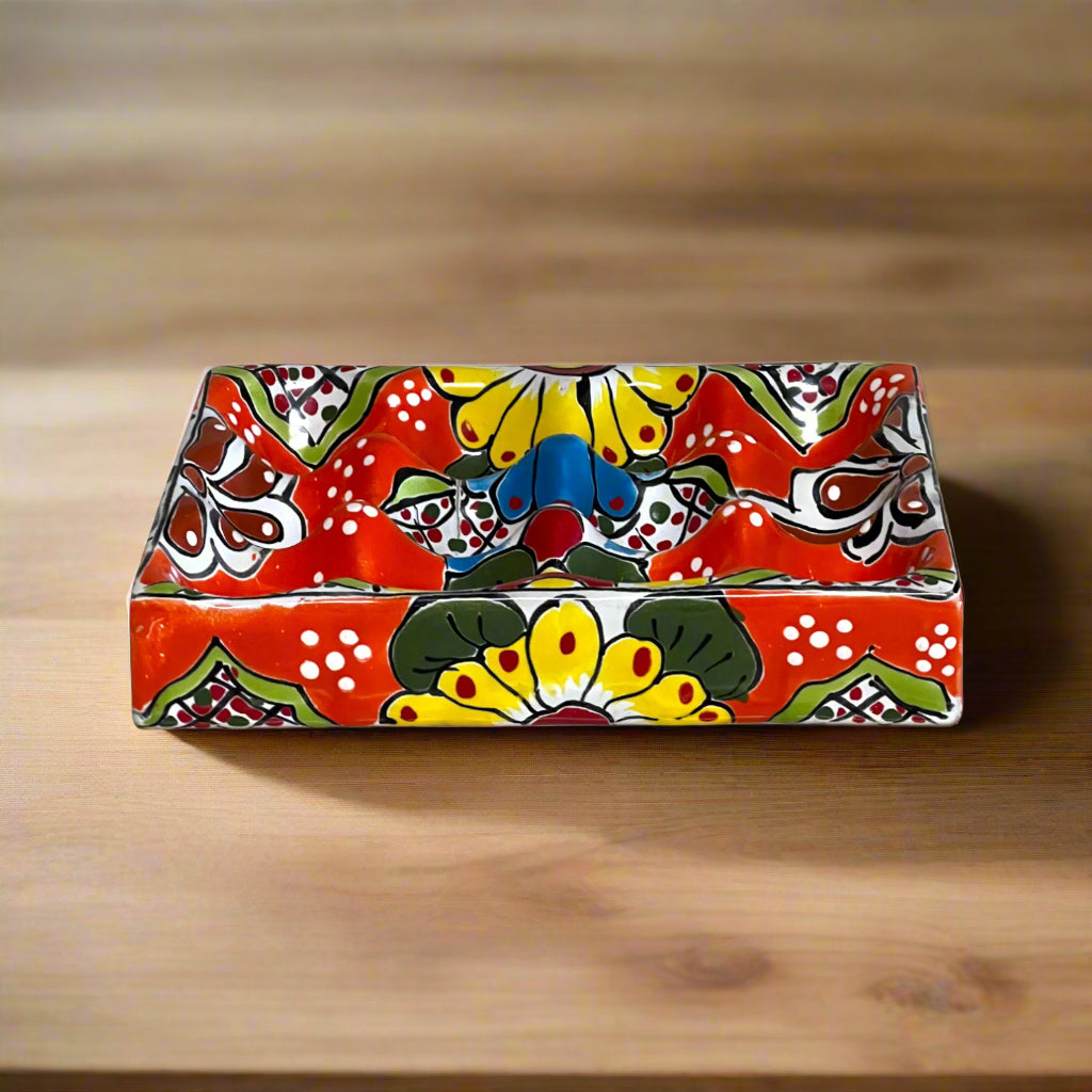 Handcrafted Mexican Talavera Ceramic Egg Crate Holder