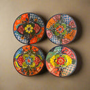 8" Talavera Dinner Plate | Hand-Painted Mexican Folk Art Dish featuring bright orange green cobalt blue floral design, handcrafted in Guanajuato