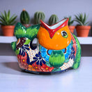 Rare XL Talavera Fish Planter | Hand-Painted Mexican Statue Pottery - vibrant hand-painted Talavera fish planter from Guanajuato, kiln-fired lead-free glaze