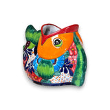 Rare XL Talavera Fish Planter | Hand-Painted Mexican Statue Pottery - vibrant hand-painted orange & green Talavera fish planter from Guanajuato