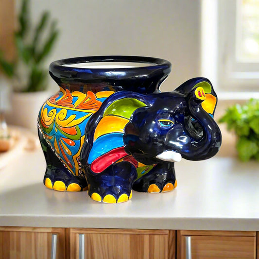 Talavera Elephant Planter | Colorful Mexican Ceramic Pot
