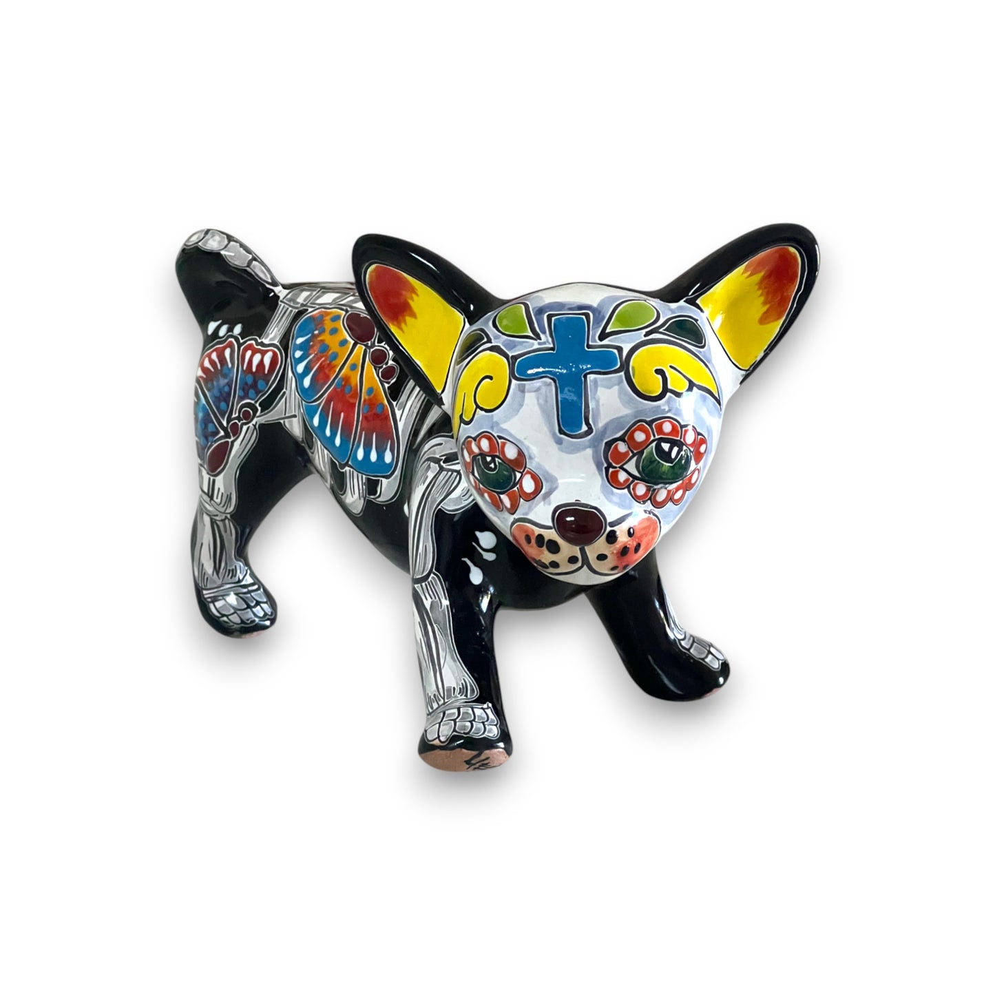 Talavera Peeing Chihuahua | Day of the Dead Mexican Figurine