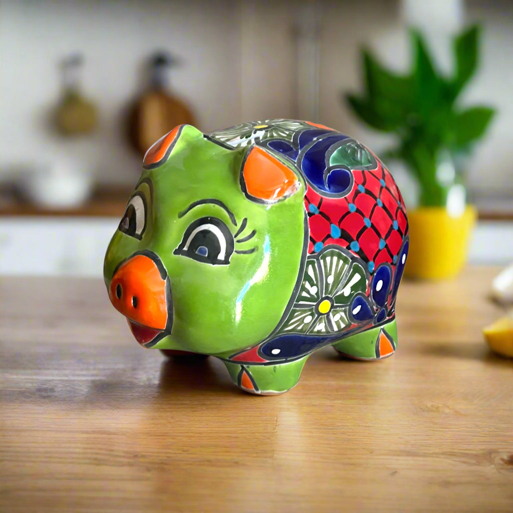 Talavera Piggy Bank | Hand-Painted Mexican Ceramic Coin Bank