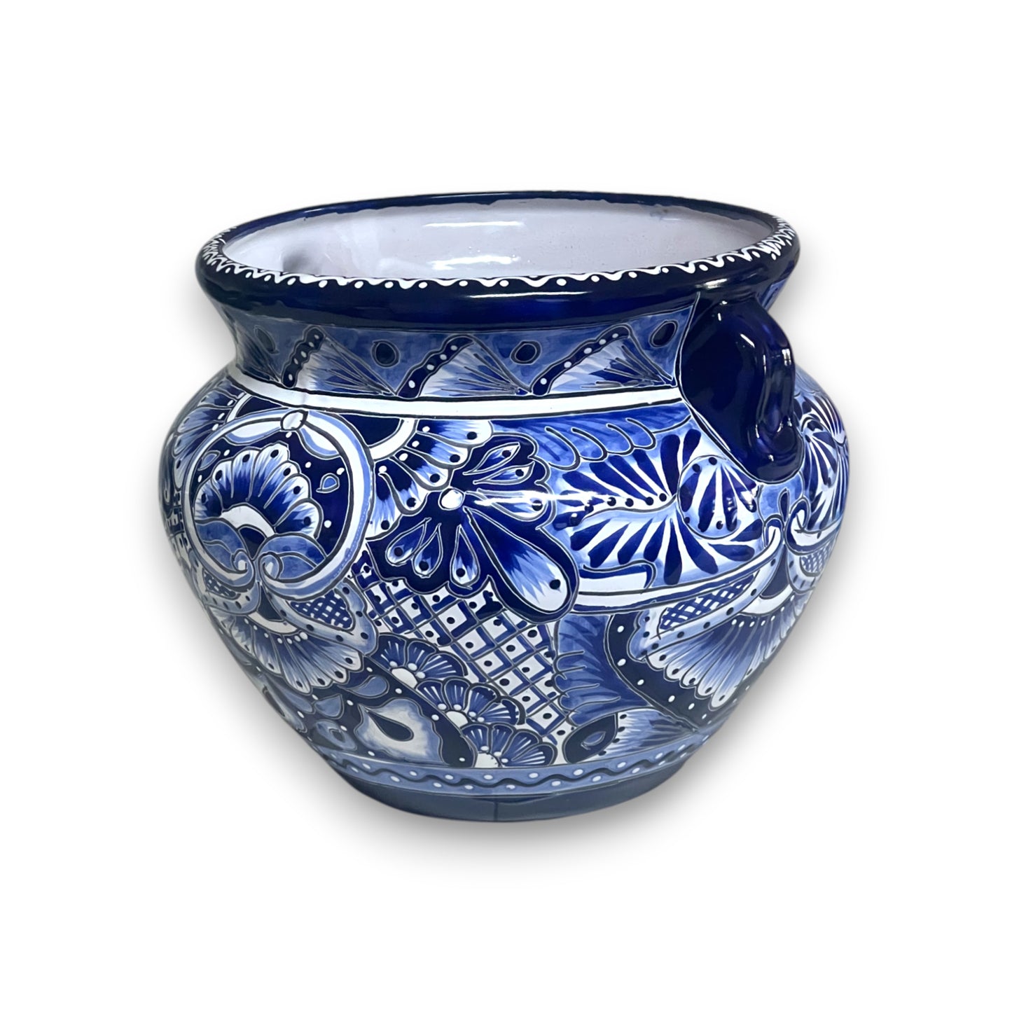 Handcrafted Talavera Planter | Blue & White Flower Pot