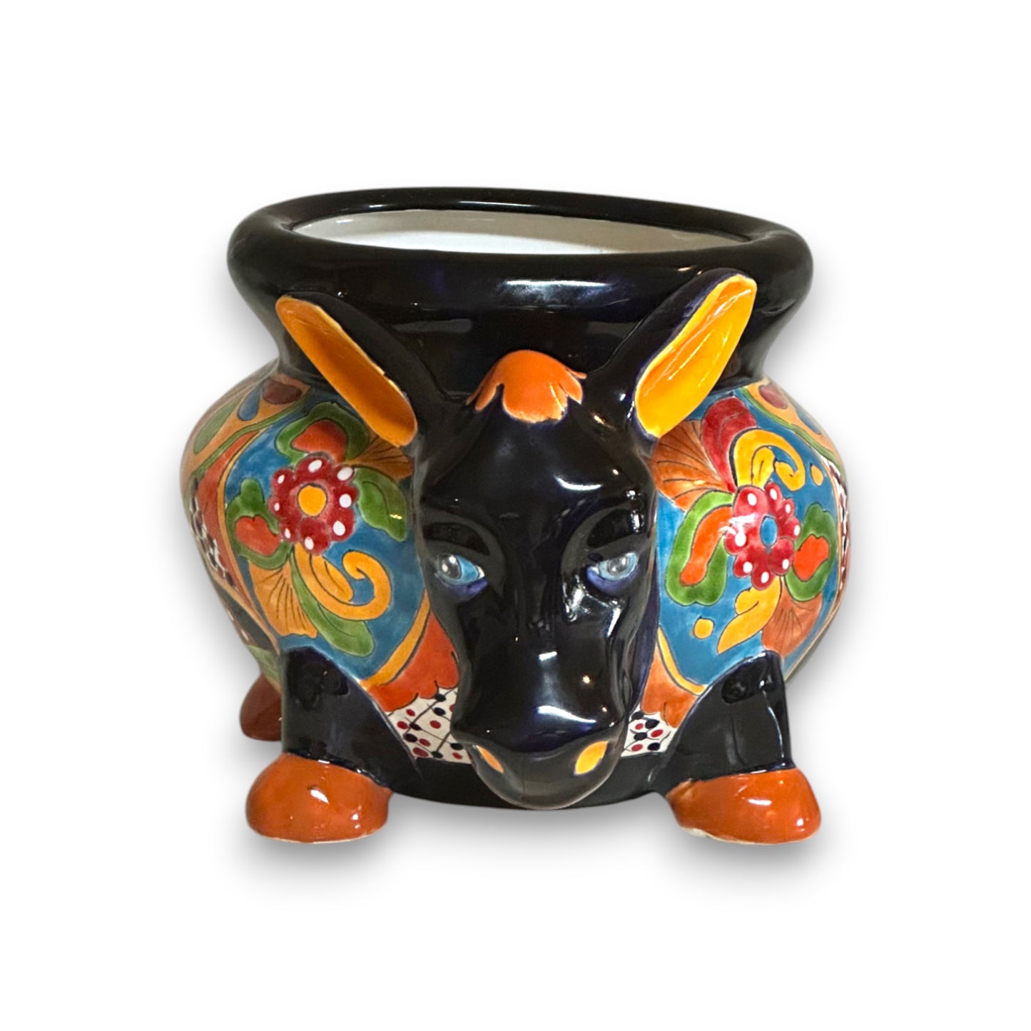 Vibrant Talavera Donkey Planter | Mexican Burro Pottery
