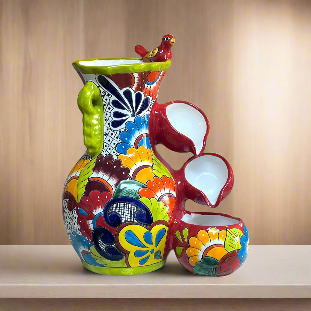 Colorful Talavera Tabletop Fountain | Mexican Folk Art Decor