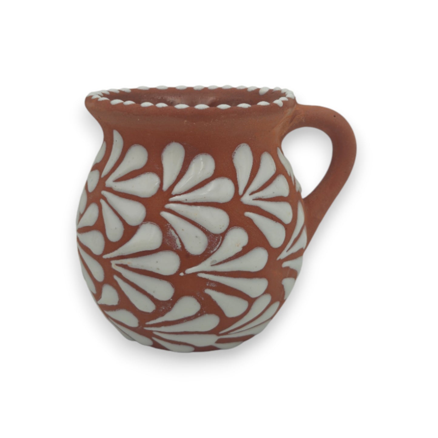 Terracotta Jarrito Mug | Handmade Mexican Relief Pottery Cup