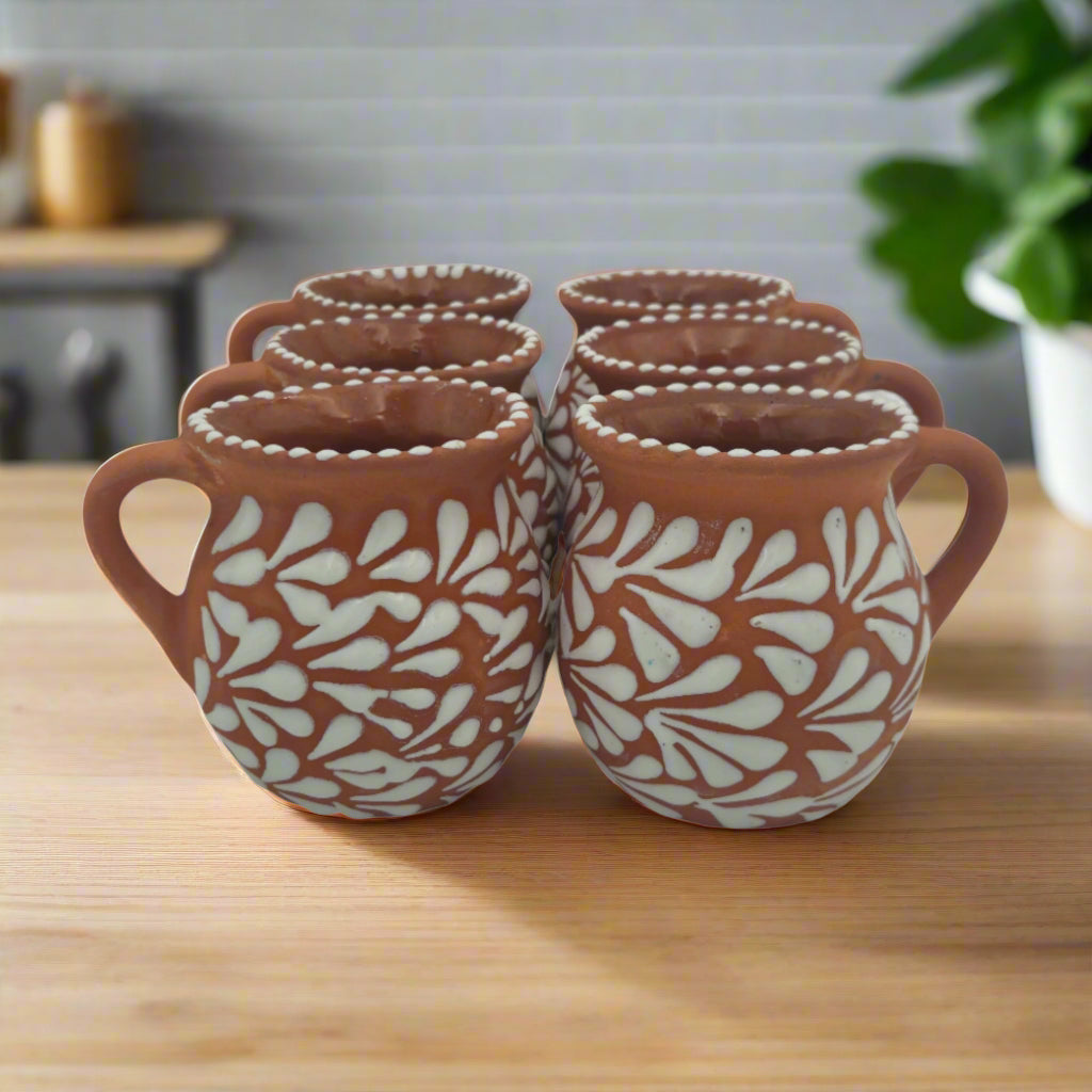 Terracotta Jarrito Mug | Handmade Mexican Relief Pottery Cup