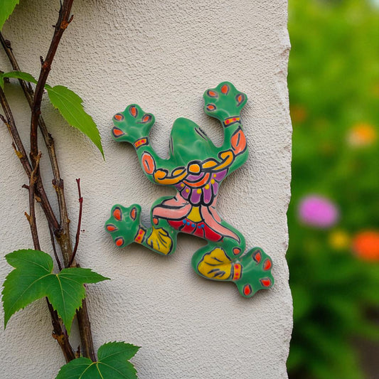 Hand-Painted Talavera Frog | Mexican Wall Art Figurine