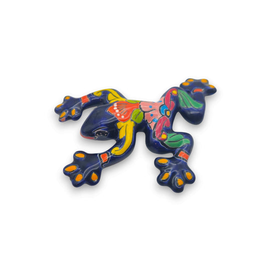 Hand-Painted Talavera Frog | Mexican Wall Art Figurine - brightly hand-painted ceramic frog wall figurine from Guanajuato, colorful lead-free glaze